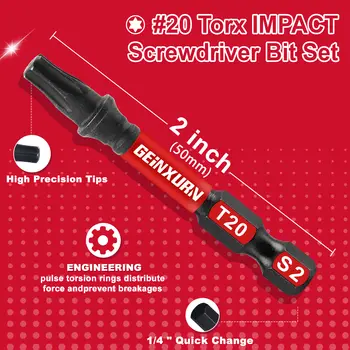 1吋TP10 15 20 25 30 35安全型Torx螺絲起子頭套裝,1/4吋(6.35毫米)六角柄電動螺絲起子頭,適用於電動工具 8 最佳銷售 20號星形螺絲 - №4