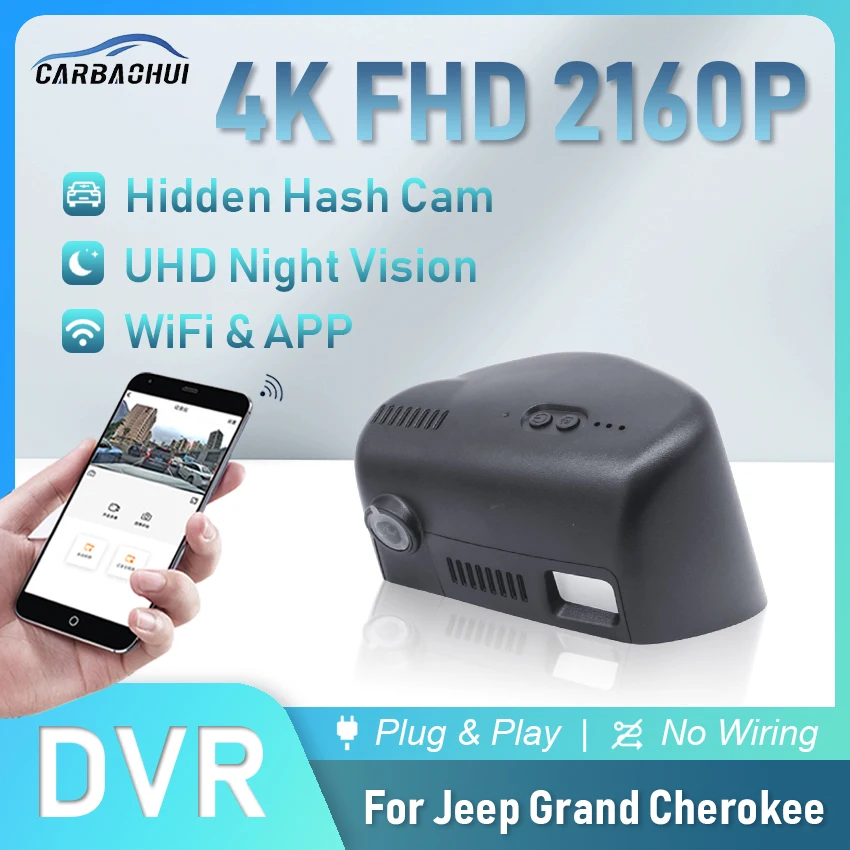 4K 2160P Car DVR Plug and Play Dash Cam Camera UHD Night Vision WiFi Driving Video Recorder For Jeep Grand Cherokee WK2 DashCam