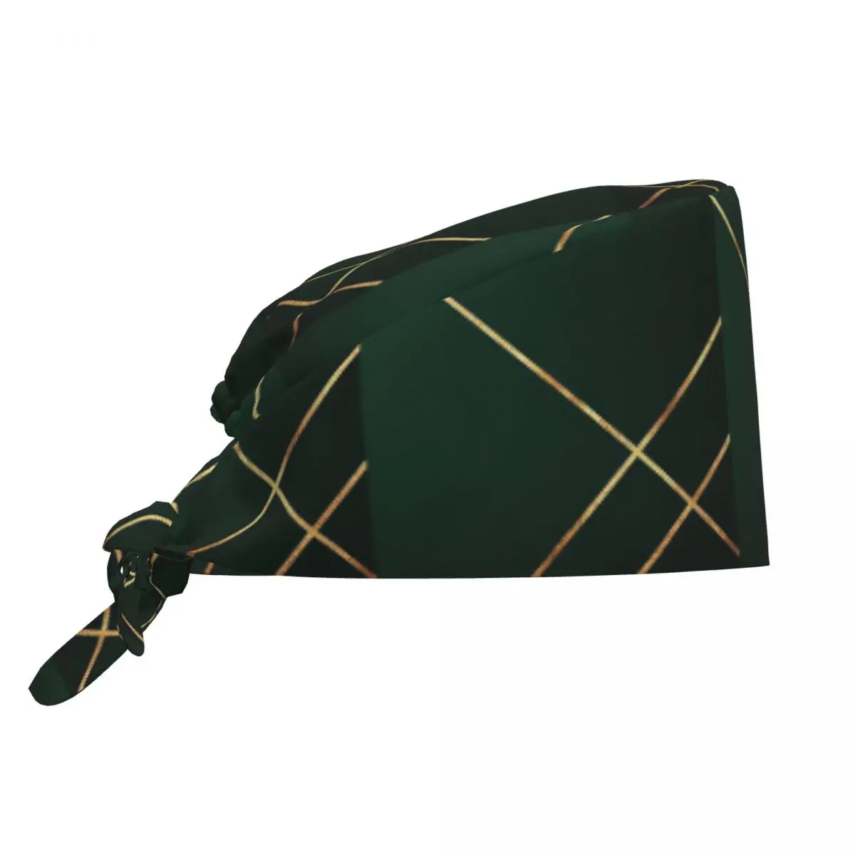 Chapeau de bloc opératoire minimaliste vert foncé et or, bonnet chirurgical unisexe réglable pour infirmiers et dentistes