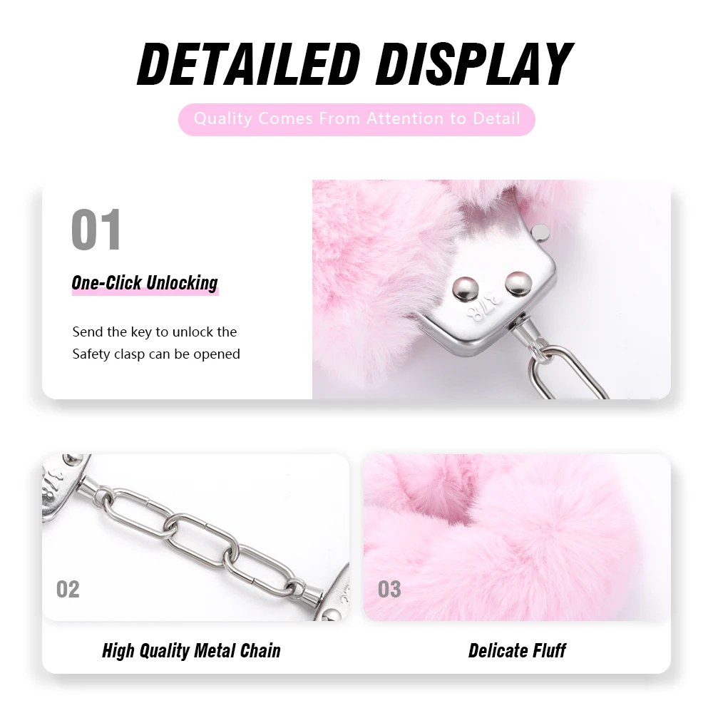 Fluffy Wrist Handcuffs Bracelet Adjustable Role Play Detachable Chain For Women And Couples Adult Sex Toys