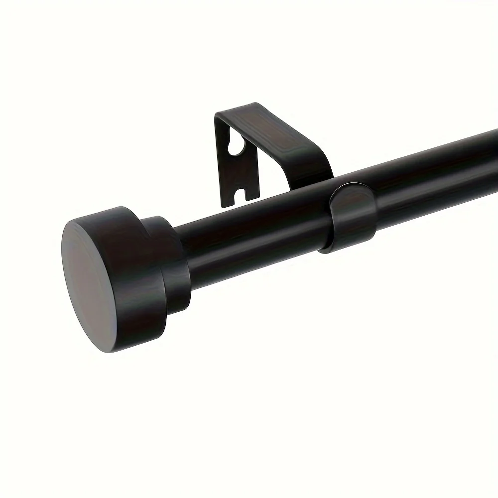 

One Set black Window Curtain Rods for Windows 48 to 84 Inch (4-7 Feet), 1 Inch Single Telescoping Window Curtain Rods