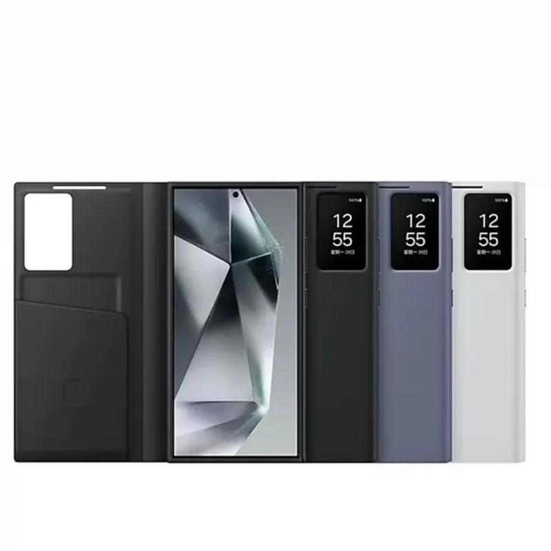 لهاتف سامسونج جالاكسي S24 الترا رقاقة ذكية نموذج أغطية حماية رقاقة ذكية جديدة خالية من الوجه الرد نافذة جراب هاتف