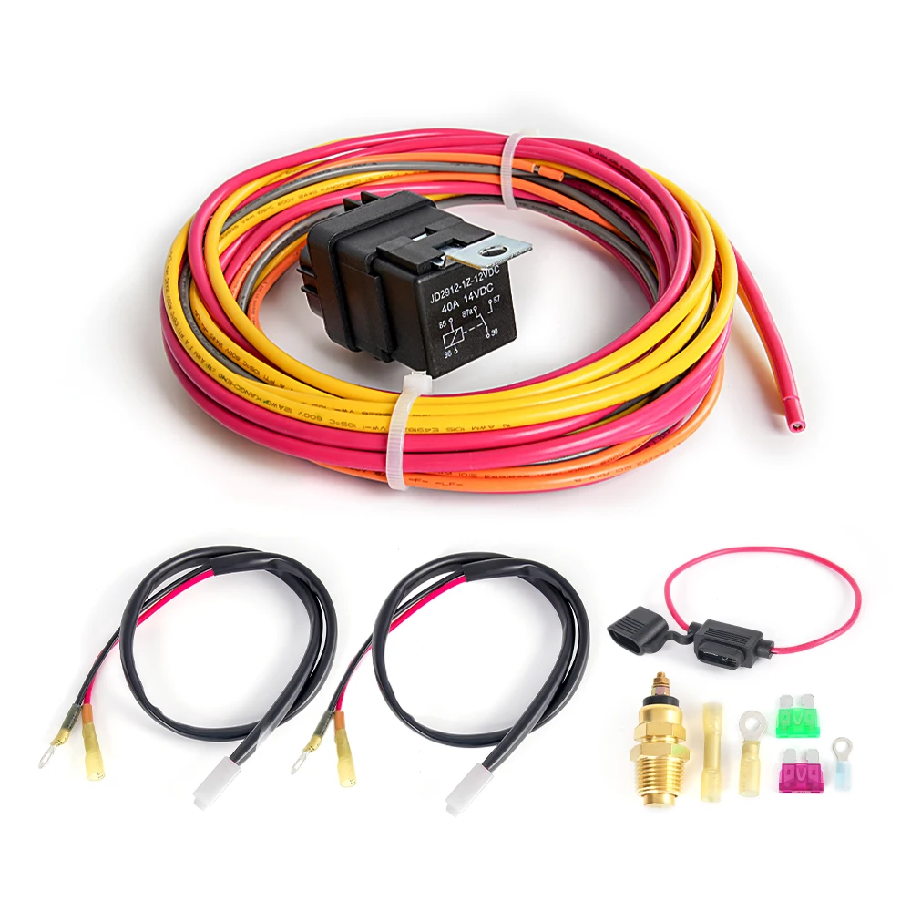 RASTP-Electric Fan Wiring Thermostat Temperature Switch 40A Relay Kit 185F On 165F Off Universal Electric Fan Wiring Kit WH004