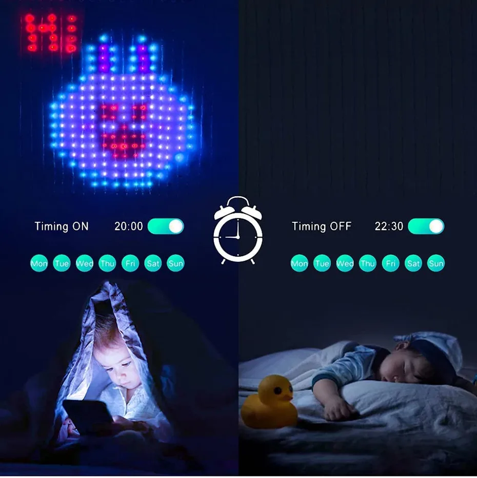 Intelligente Vorhangleuchten, LED-RGB-Lichterkette, Bluetooth-App, DIY-Bild, Text, LED-Anzeige, 400 LEDs, RGB-Lichterkette für Heimdekoration