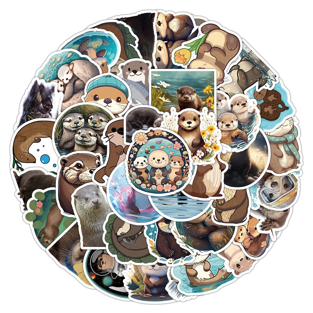 10/30/50pcs Cute Animal Cartoon Otter Sticker Decals DIY Phone Laptop Stationery Waterproof Kawaii Kids Decoration Sticker Toys