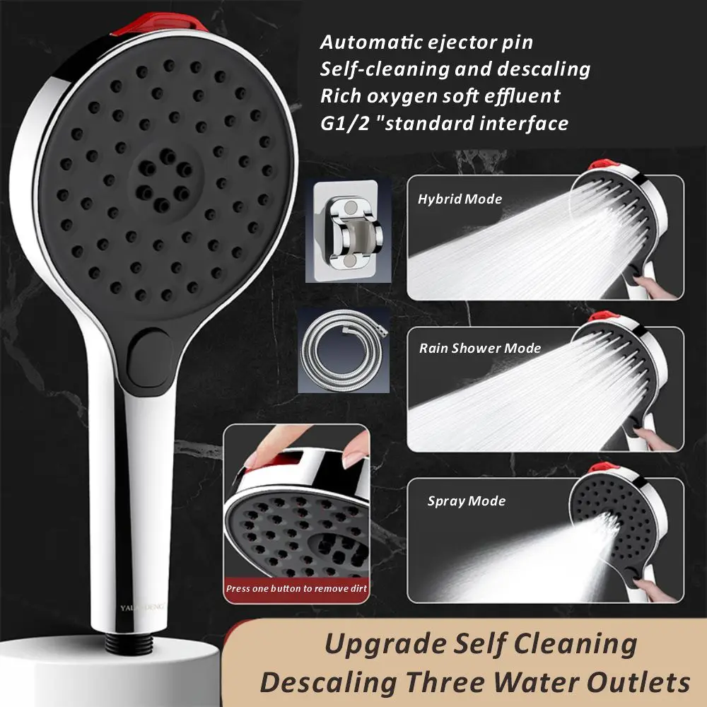 New Upgrade Self Cleaning Descaling High Pressure Water Saving 3 Modes Shower Head Filter Massage Sprayer Bathroom Accessories
