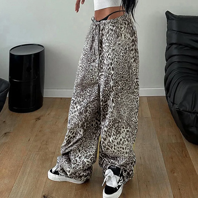 Y2k Pants Leopard Women Clothing Harajuku High waist Joggings Femme Pantalones Trousers Street Loose Emo Punk Aesthetic Pants