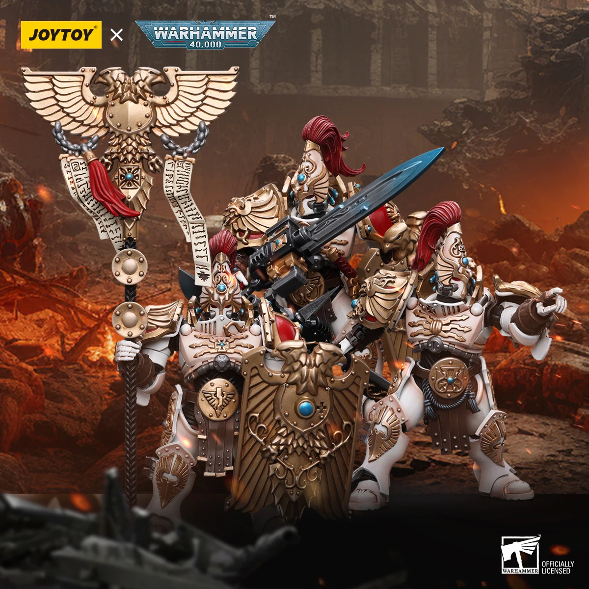 

JOYTOY Warhammer 40K 1/18 Scale Adeptus Custodes Solar Watch Custodian Guard 12.4cm Action Figure Model Toys For Collection