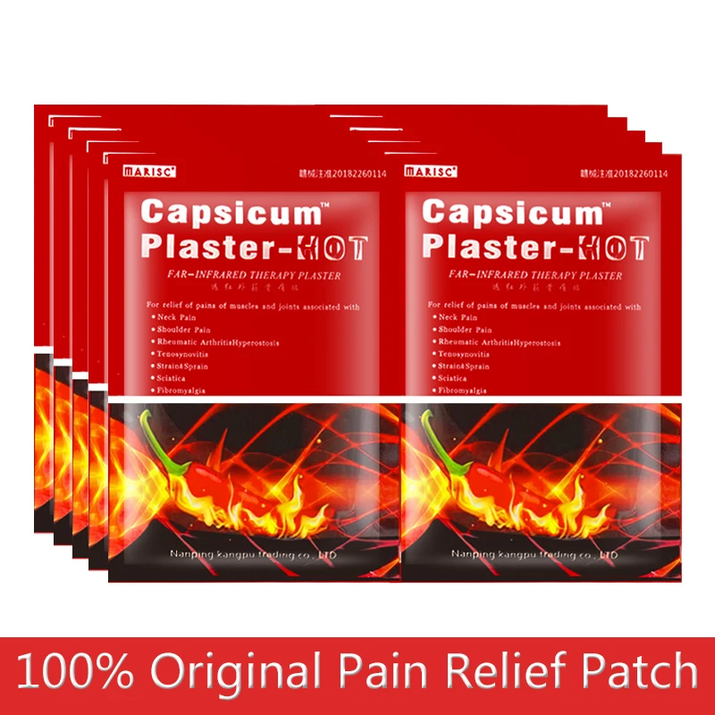 80 Uds parche para calmar el dolor caliente Capsicum yeso médico tratar tensión muscular dolor de espalda dolor de articulación de rodilla pegatinas adhesivas autocalentables