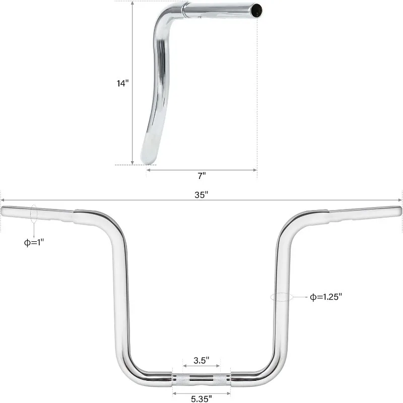 Manillar de motocicleta Green-L, colgador de abeja de 1 1/4" apto para Sportster XL883 XL1200 Softail FLST FXST (estilo A cromado, aumento de 14")
