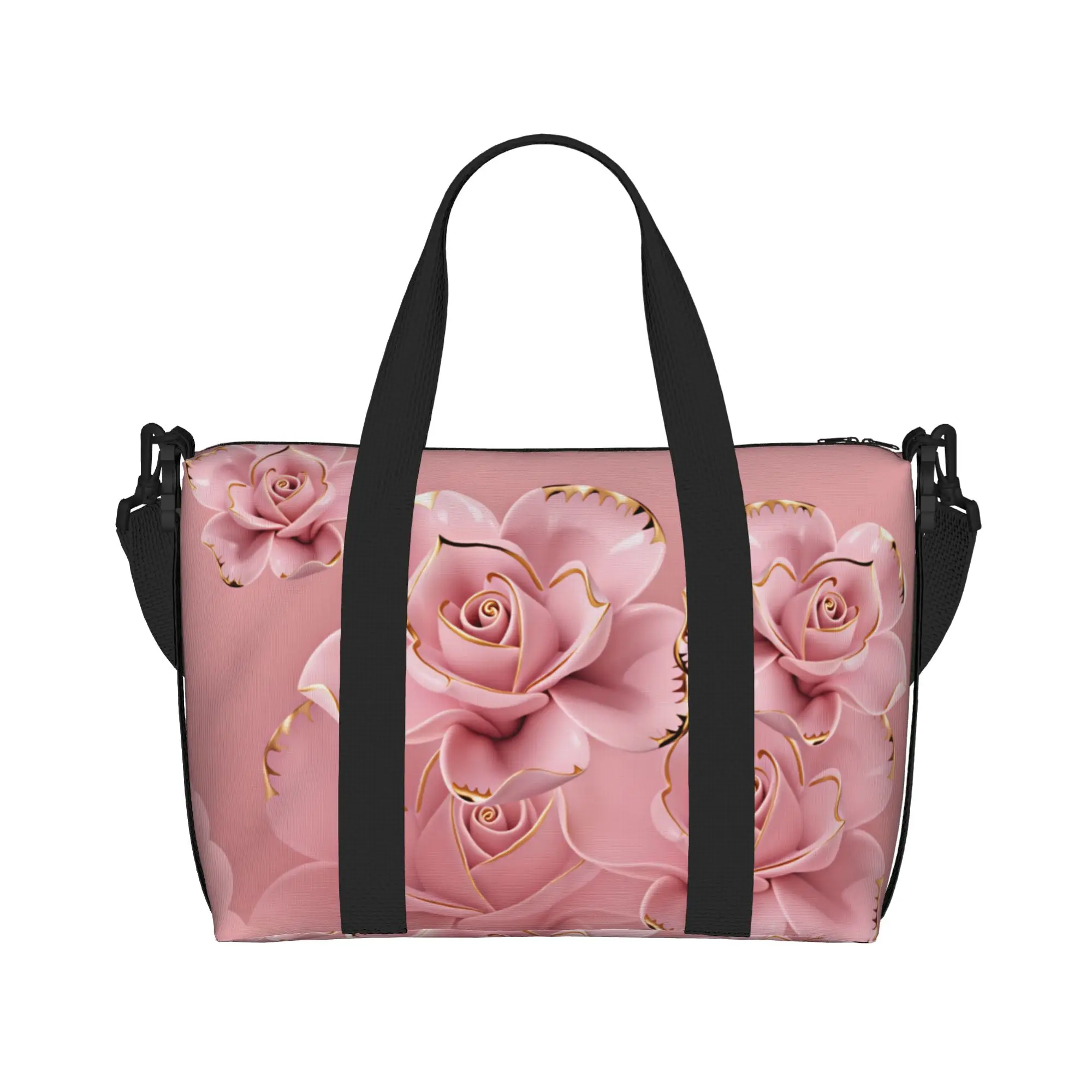 Custom Large Luxury High 3D Floral Tote Bag for Women Fashion Trend 3D Flowers Shopper Shoulder Gym Beach Travel Bag