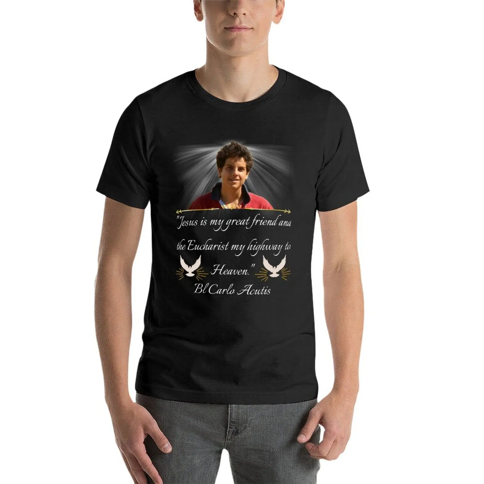 Blessed Carlo Acutis Pray For Us First Millenial Saint Servant of God Quote Gift T-Shirt boys animal print tshirts for men