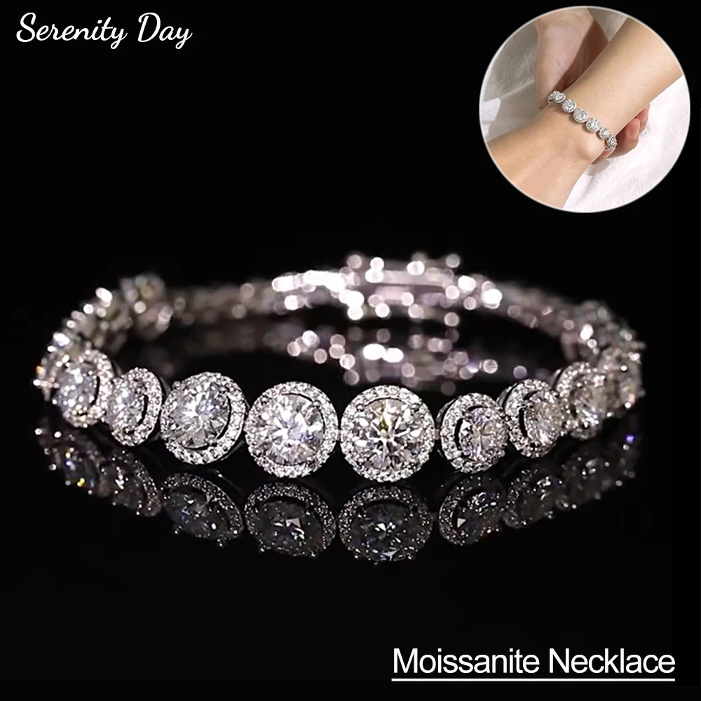

Serenity 6.5mm D Color Moissanite Tennis Bracelet For Women Gift S925 Sterling Silver Sparkling Lab Diamond Hand Chain Jewelry