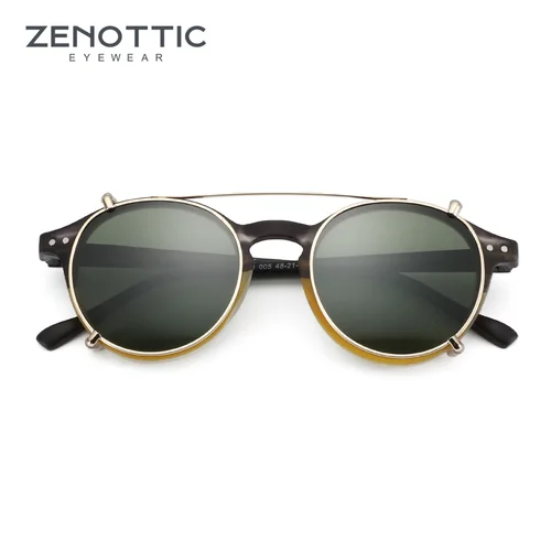 ZENOTTIC-gafas de sol con Clip estilo Steampunk para hombres y mujeres, gafas de protección contra luz azul + Clip polarizado, gafas de moda/retro para ordenador