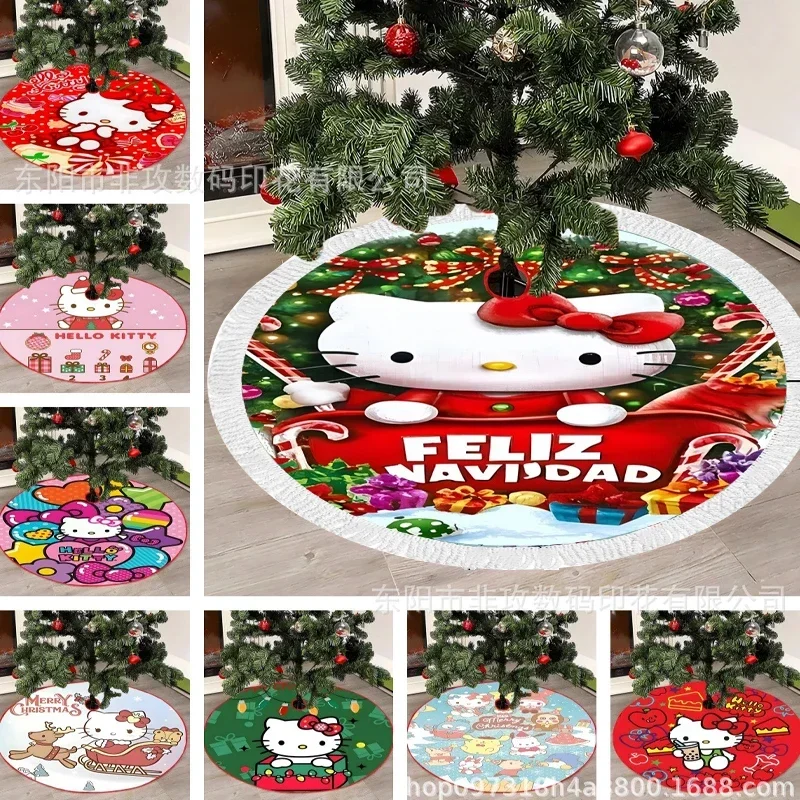 

Sanrio Christmas Tree Apron Hello Kitty Kuromi Trees Skirt Mat New Fashion Home Decoration Anime Circular Carpet Gift Hot Sales