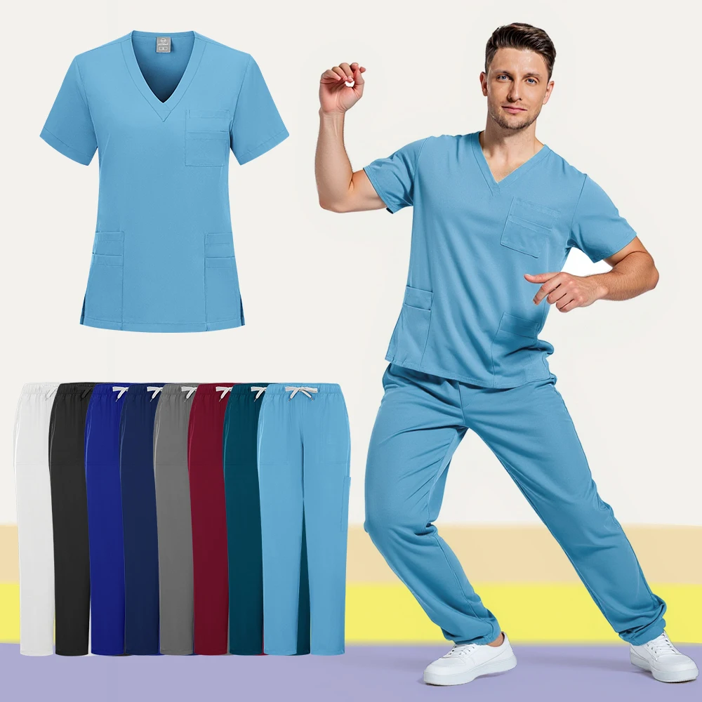 Doctors and Nurses Uniforms Multi-coloured Hand-washing Gowns for Men and Women with The Same Type of Quick-drying Overalls Set