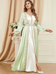 Elegante mussola 2 pezzi Abaya Set per le donne vestito Maxi a-line abiti da festa Kimono arabo saudita Dubai caftano marocco caftano 2023