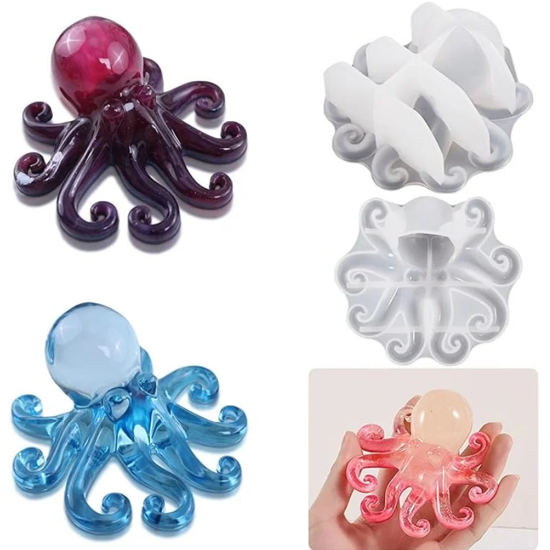 DIY Ornament Crystal Epoxy Resin Mold Ocean Octopus Mirror Silicone Mold 