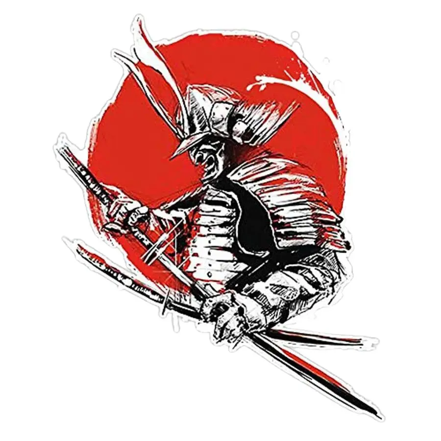 

Universal Waterproof Sunset Samurai Warrior Stickers Motorcycle Decals ATV Car Truck Scooter Motocross Helmet 5" Anime Emblems