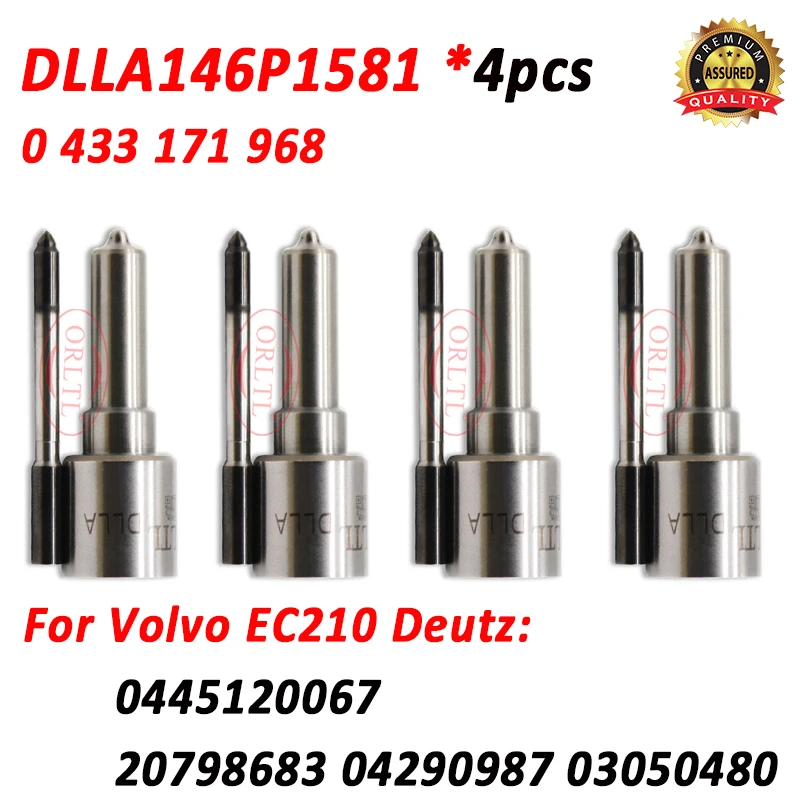 

4шт DLLA146P1581 0433171968 Форсунка дизельного топлива DLLA 146P 1581 для Volvo EC210 0445120067 20798683 04290987 03050480