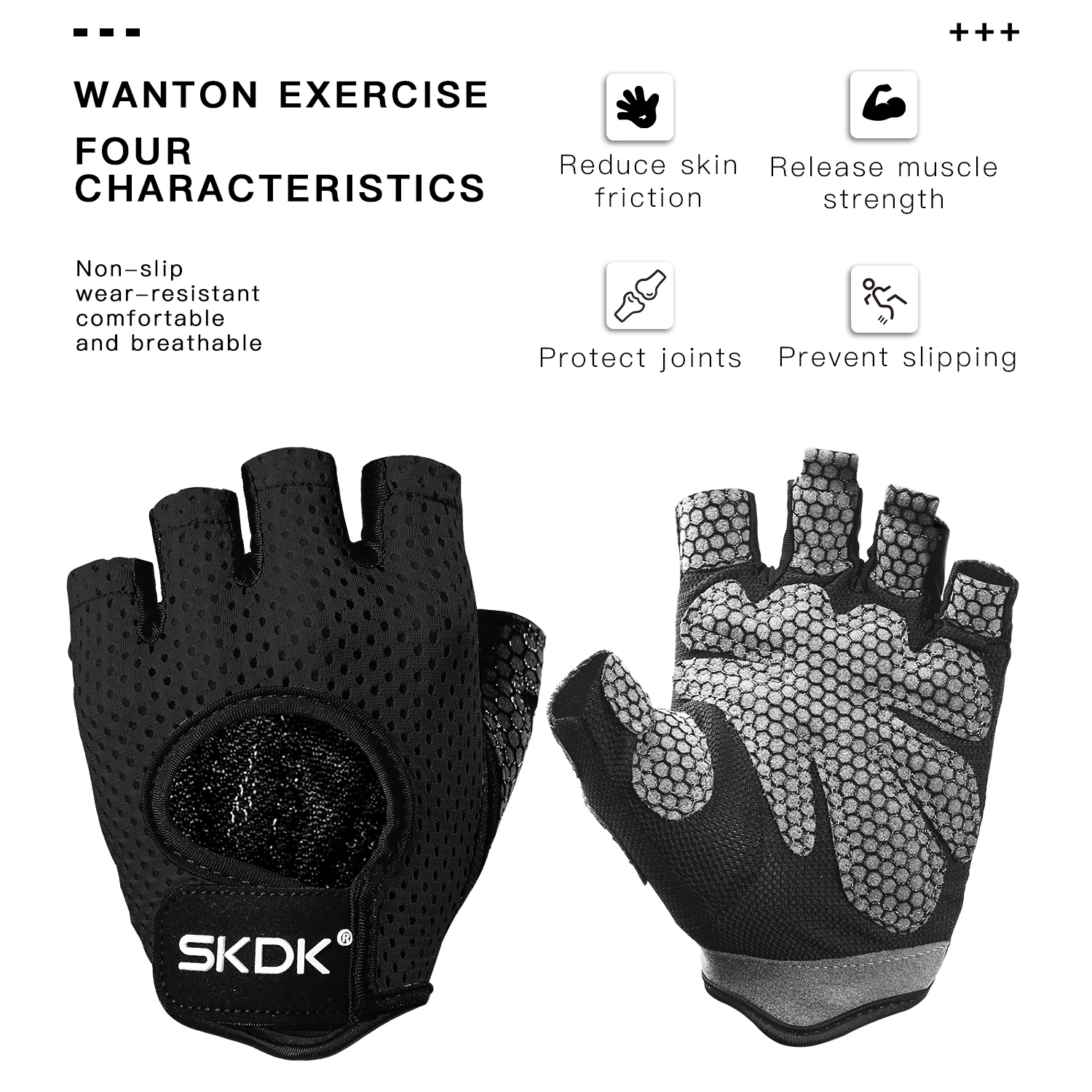 SKDK Gym Gloves Weightlifting Workout Dumbbell Crossfit Bodybuilding Accessorie Breathable Fitness Gloves Silicone Palm Hollow