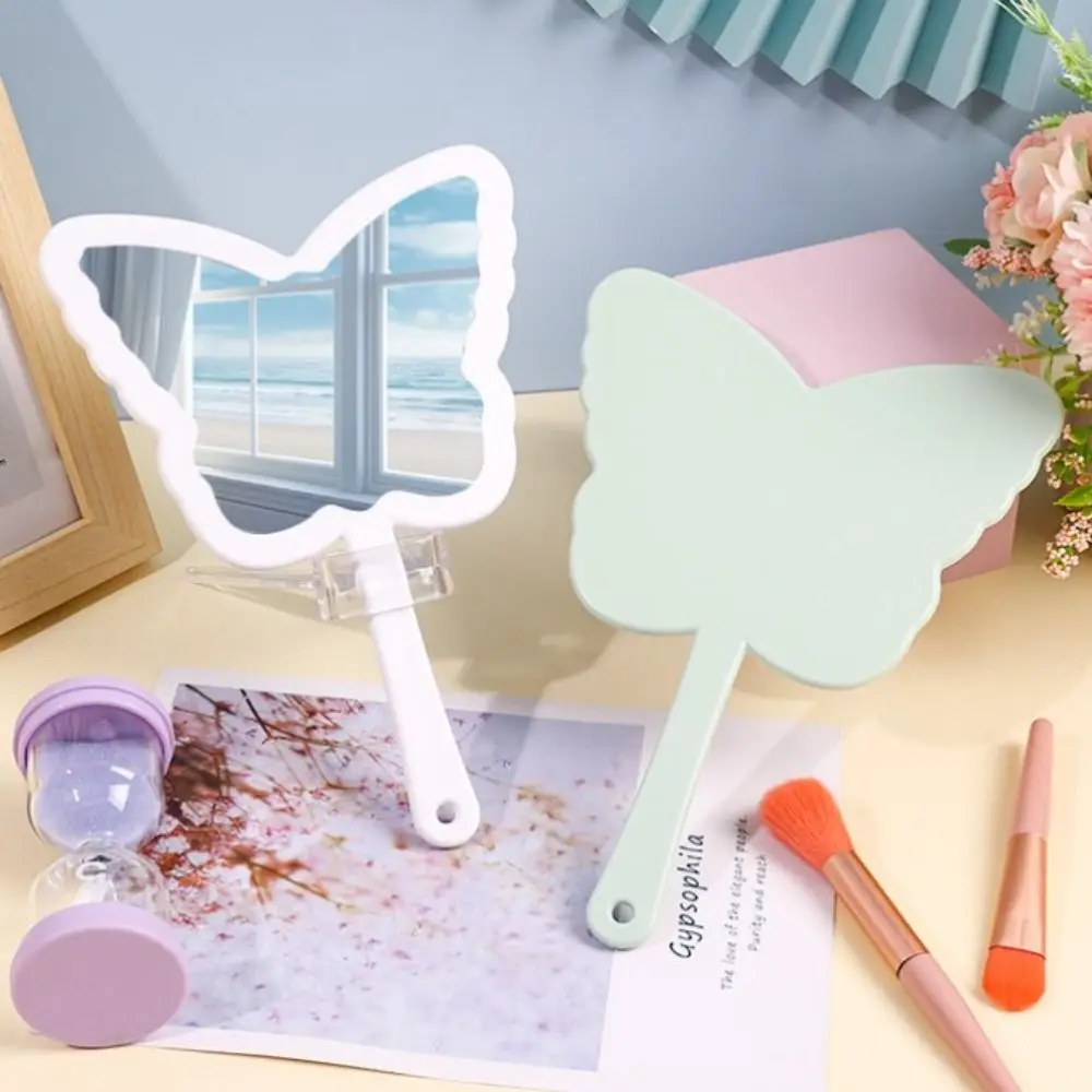 Specchio per trucco a forma di farfalla portatile Specchio in plastica con manico a farfalla a forma di farfalla Mini ad alta definizione