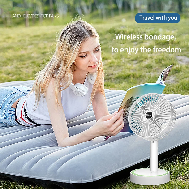 Handheld & Verticale Opvouwbare Fan Draagbare Stilte Vloer Fan Usb Opladen Meerdere Versnellingen Zomer Afneembare Base Desk Outdoor Fan