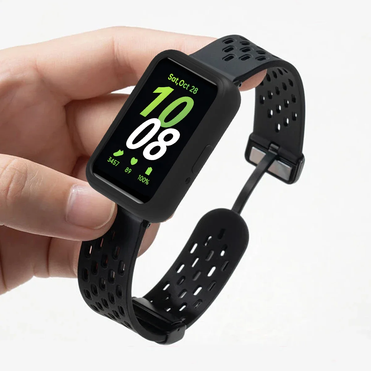 케이스 + 마그네틱 스트랩 삼성 갤럭시 Fit 3 액세서리 실리콘 금속 버클 통기성 벨트 팔찌 Correa Galaxy Fit3 밴드