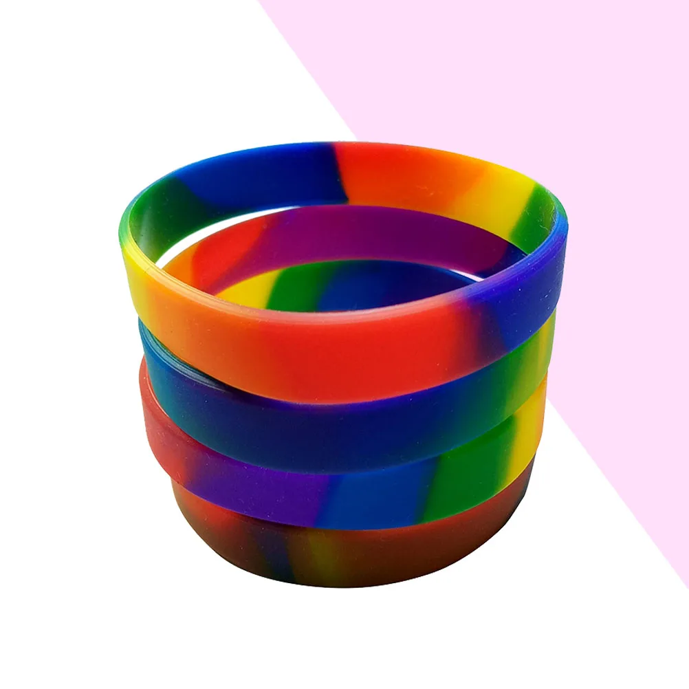 

10Pcs Rainbow Wristbands Soft Touch Durable Long Lasting Birthday Party Favors Complimentary Gifts Rainbow Bracelet