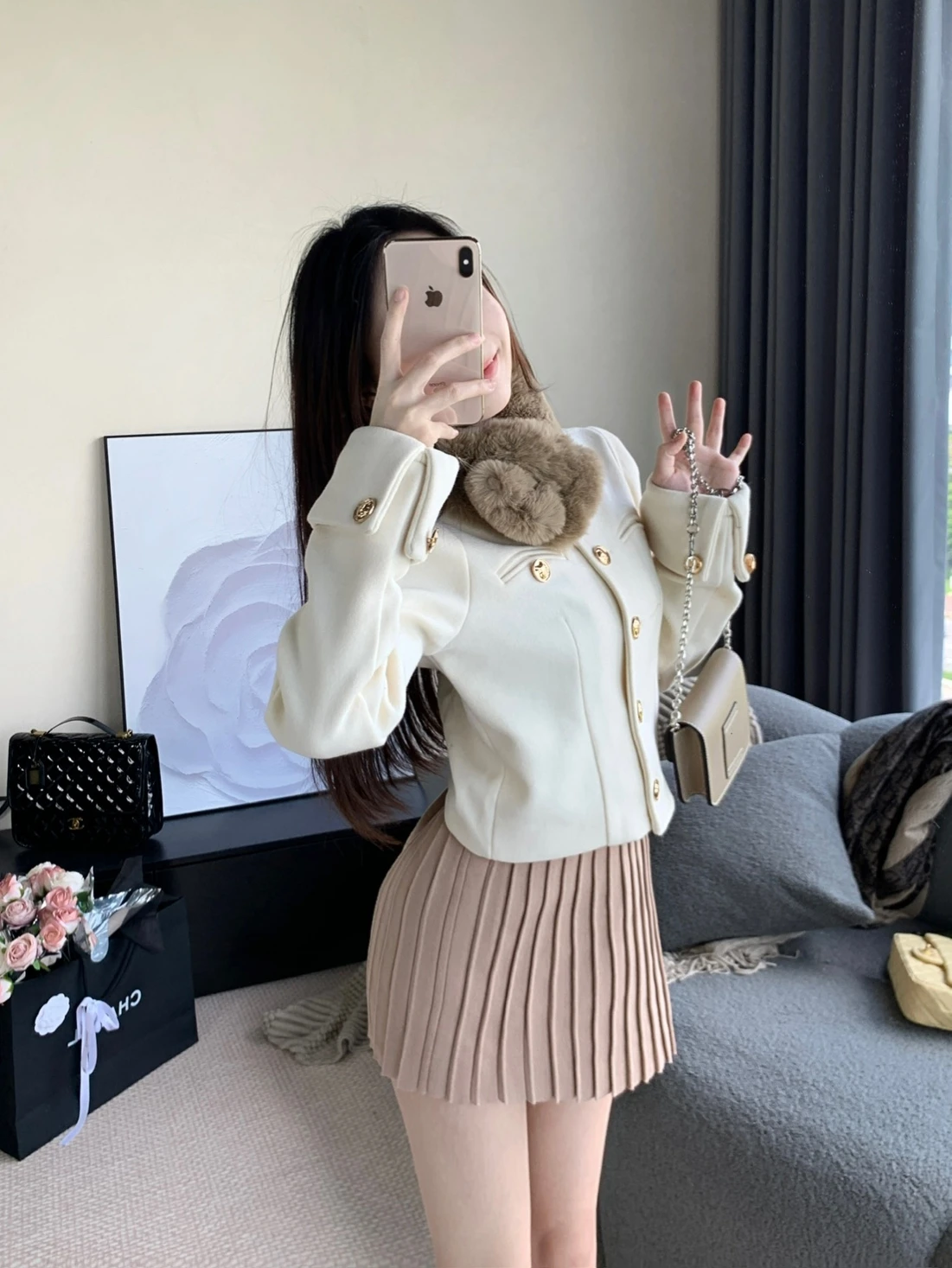 

Beloved Pure Desire College Sle Rich Girl Woolen Coat ort f Skirt Set Faionable Autumn Winter Two Piece Set Long Sle...