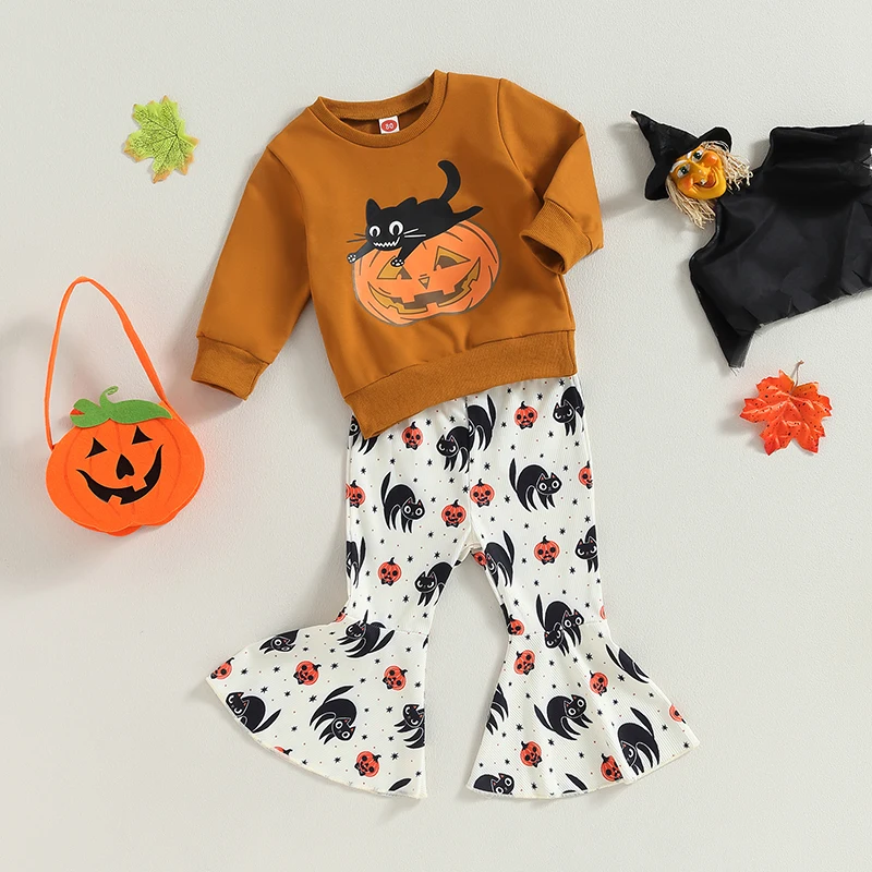 

Girls Halloween Costume Set Witch Hat Dress with Spider Web Print and Striped Tights 3 Piece Outfit for Toddlers