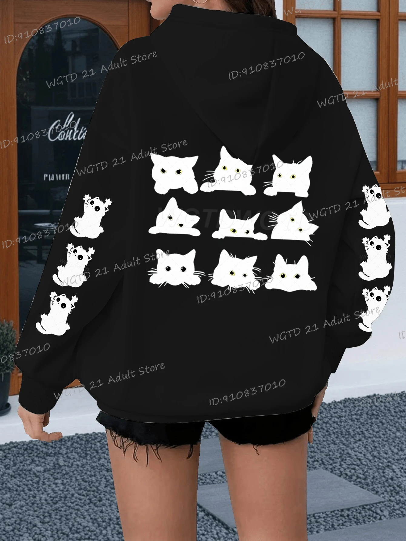 أشكال مختلفة من القطط طباعة هوديي موضة النساء هريرة عاشق الهدايا البلوفرات ربيع الخريف الصوف عادية هودي أنيمي القط مقنعين