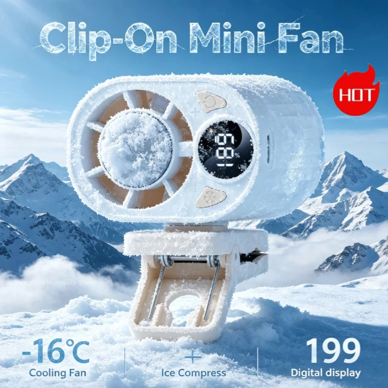 3 Sekunden schnelle Kühlung, tragbarer Luftkühler, Clip-On-Mini-Ventilator, blattloser, geräuscharmer Halbleiter-Kühlungs-Clip-Ventilator für Büro und Auto