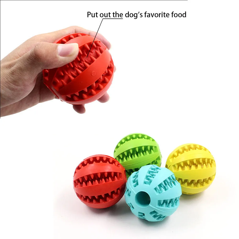 Dog Food Ball Pet Dog Toy Interactive Rubber Balls for Small Large Dogs Puppy Cat Chewing Toys Pet Tooth Cleaning Snack Ball view 5