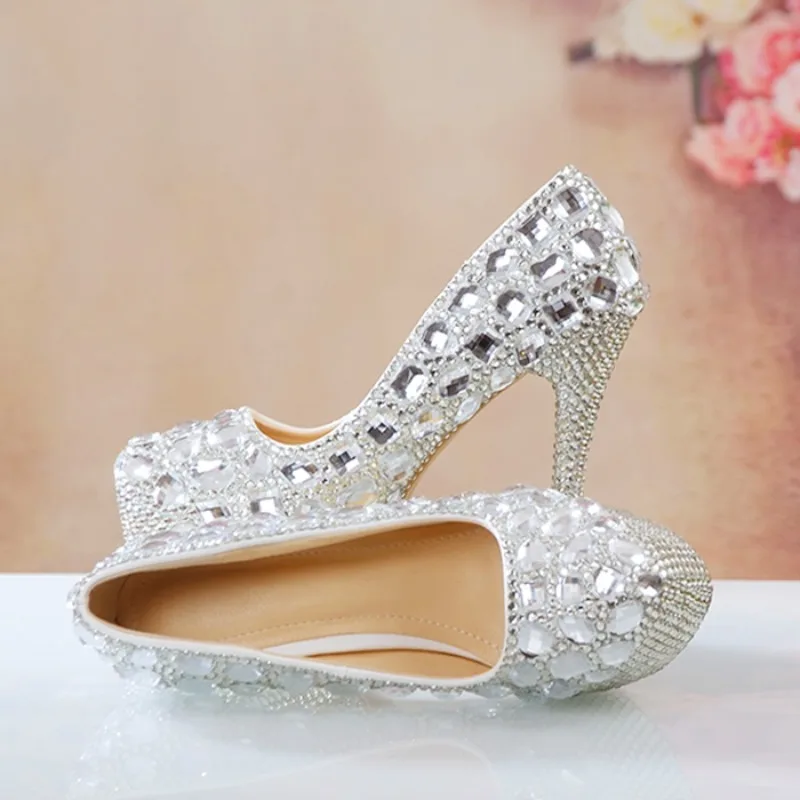 Sexy Wedding Women Pumps PU 12CM Thin high heels Pointed Toe Shallow Slip-On Ultra high heel waterproof platform shoes for women