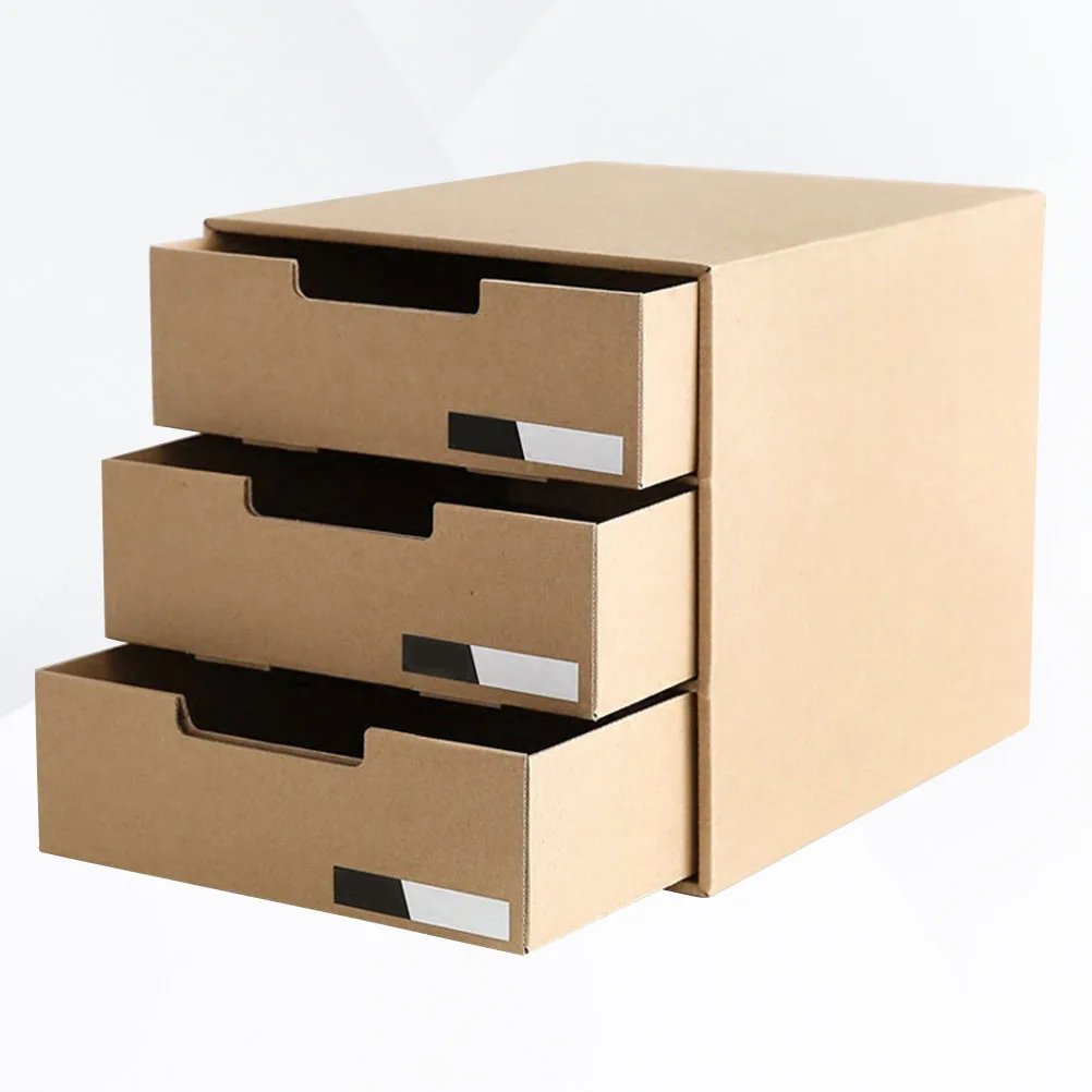 

Kraft Paper Storage Box Desk Drawer Organizer 3 Layer Desktop Bin Eco Friendly Portable Study Office Supply Stationery
