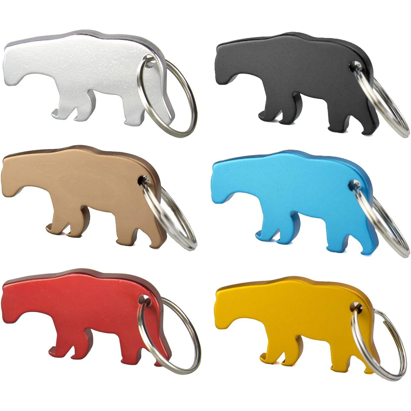 200Pcs/Lot Bear Aluminum Alloy Beer Bottle Opener Keychain Key Tag Chain Ring Accessories Wholesale
