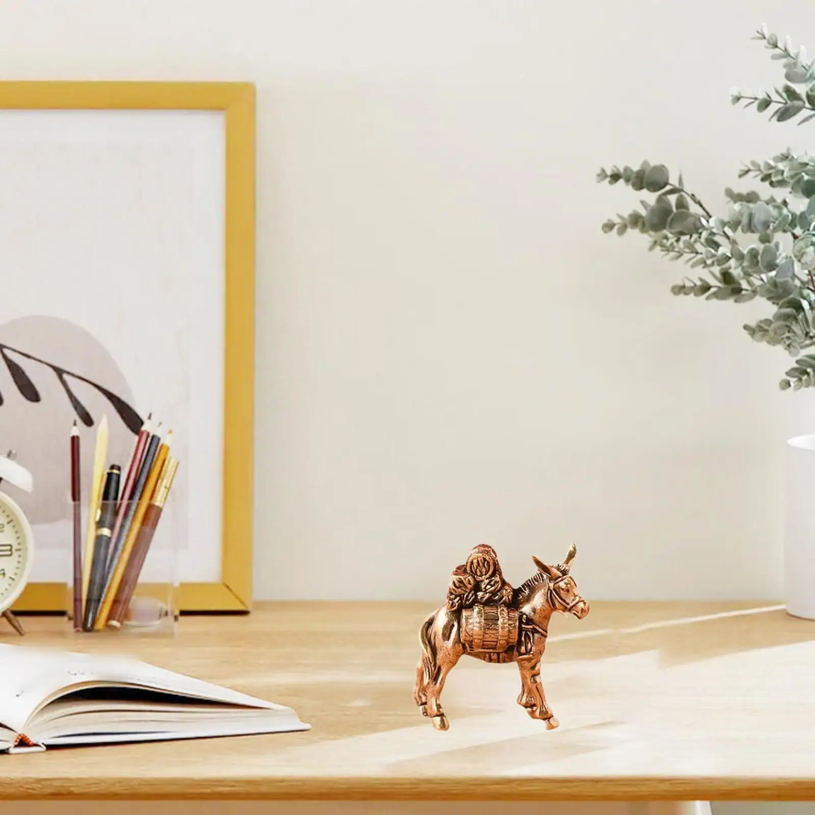 Donkey Figurine Ingot Lucky Creative Adornment Ornament Desktop Figure Copper for Desktop Bookshelf Living Room NightStand Study