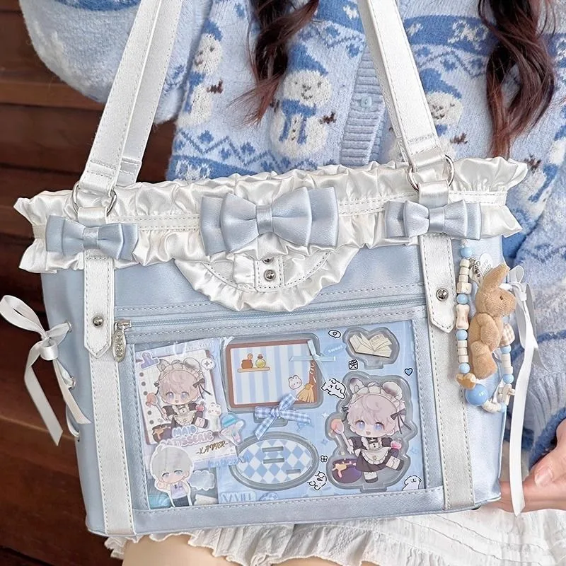 

Bow Itabag Y2K Lace Itabag Knot Tote Bag Tote Bag Japanese JK Sweet Kawaii Girl Anime Transparent High Capacity Size Itabag New