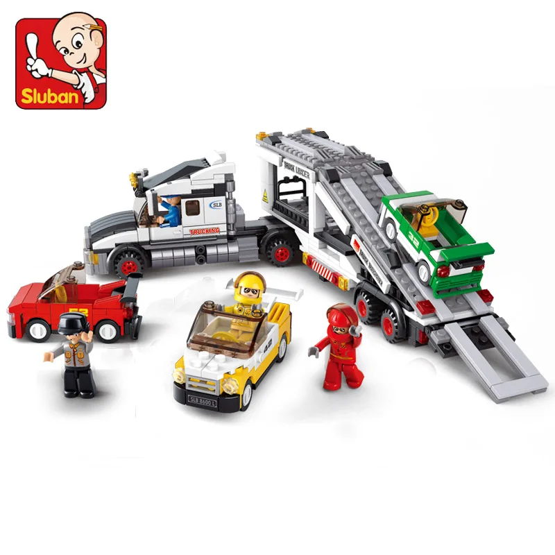 

Sluban Building Block Toys City Scene B0339 Track Transporter 638PCS Bricks Racing Compatible With Leading Brands