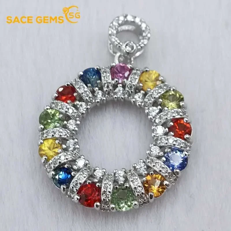 

SACE GEMS New Arrival Trend 925 Sterling Silver and Colorful Sapphire Pendant for Women Engagement Cocktail Party Fine Jewelry