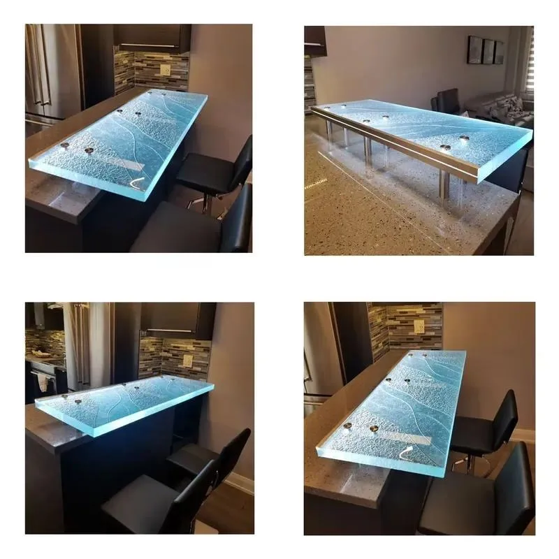 for The latest luxury modern style cast glass dining table, tempered glass countertop, non-toxic and environmentally