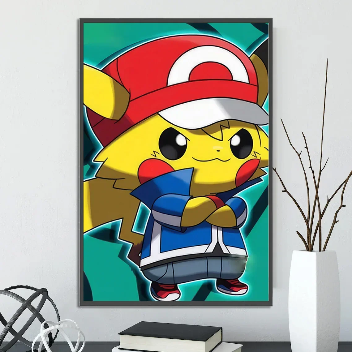 Pokemon Japanese Pikachu Anime Self-adhesive Poster Peripheral Poster Modern Room Decoration Charizard Painting Wallpaper Gift