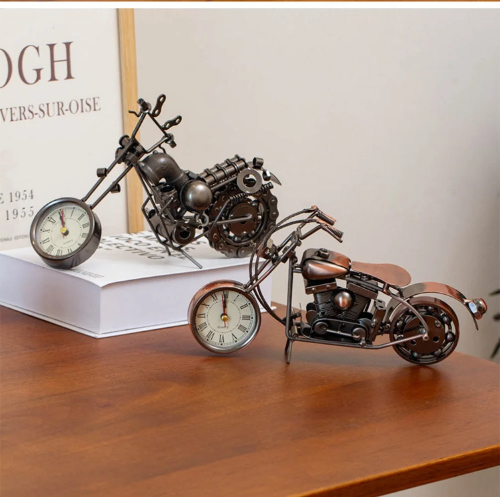 Motorfietsmodel Retro Motor Figuur Metaal Decoratie Handgemaakt IJzer Motorfiets Attribuut Vintage Huisdecoratie Kinderspeelgoed Kamerdecoratie