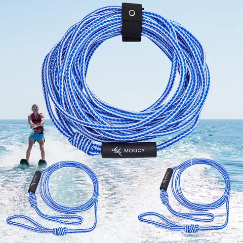 1/3PCS Corda da traino portatile per sci nautico Tubo per barca Corda trainabile Lunghezza regolabile con corda Keeper Surf Sport acquatici 10/40/60FT