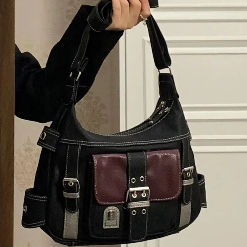 Kk 2024 Nieuwe Middeleeuwse Gepersonaliseerde Zachte Leren Dames Contrasterende Enkele Schouder Crossbody Tas Top-Handvat Tassen Dames