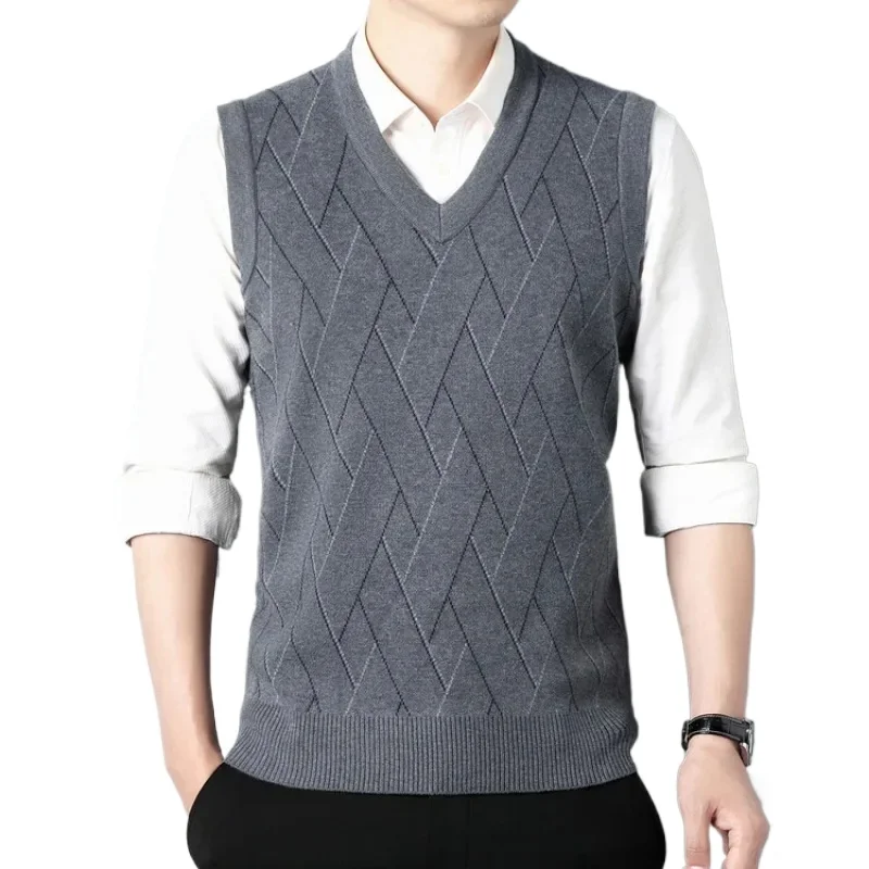 

Mens V-Neck Sleeveless Vest Business Gentleman Knitwear Knitted Waistcoat Sweater