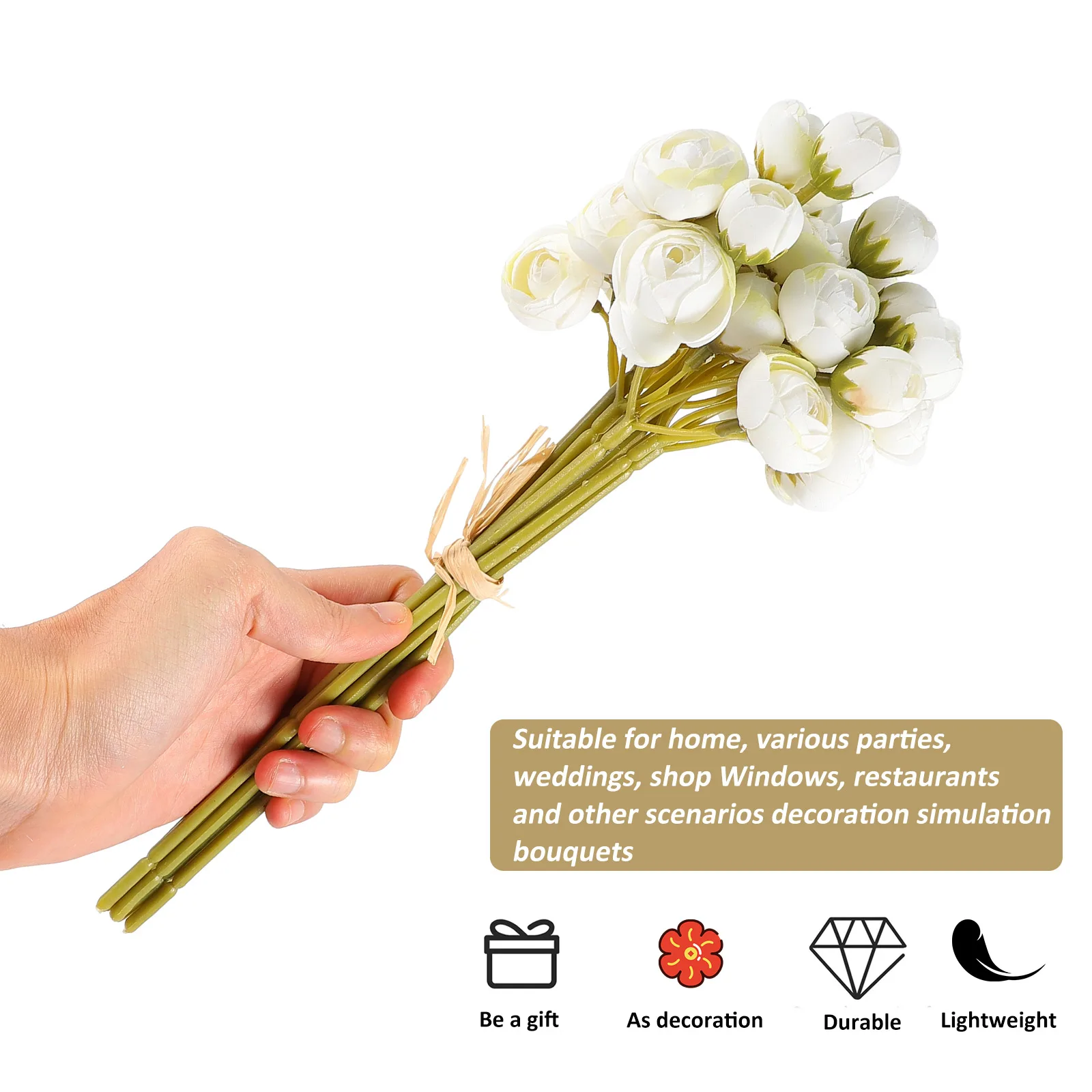 

Artificial Lotus Bouquet Decorative Flower Home Party Accessories Lightweight Plastic Material Indoor Outdoor Use