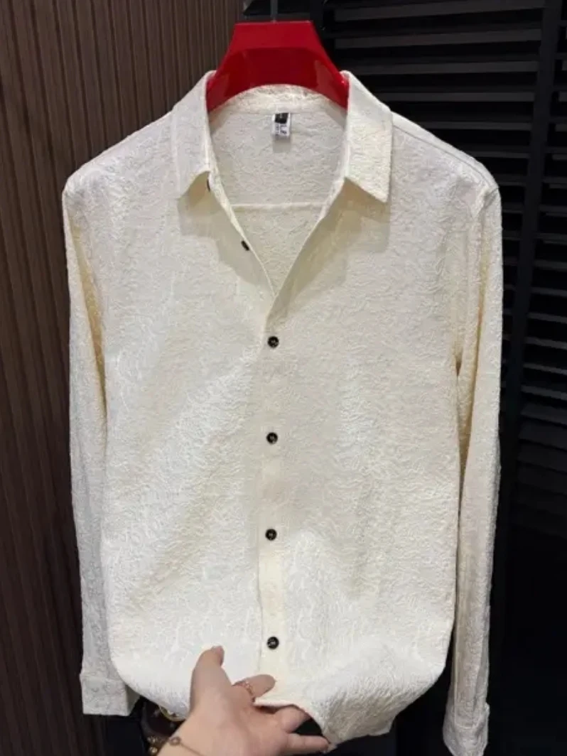 

Высококачественная мужская рубашка с длинным рукавом, весна-осень, новая модель, премиум-класс, стильная, деловая, повседневная, модная, универсальная, с воротником