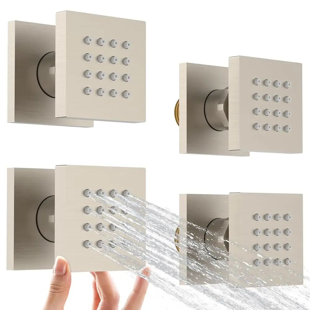 

AllexpreskShower Body Spray Jets with On Off Switch Adjustable Flow Showerhead Body Sprays Wall Mount Massage Spa Jet,Brushed Ni